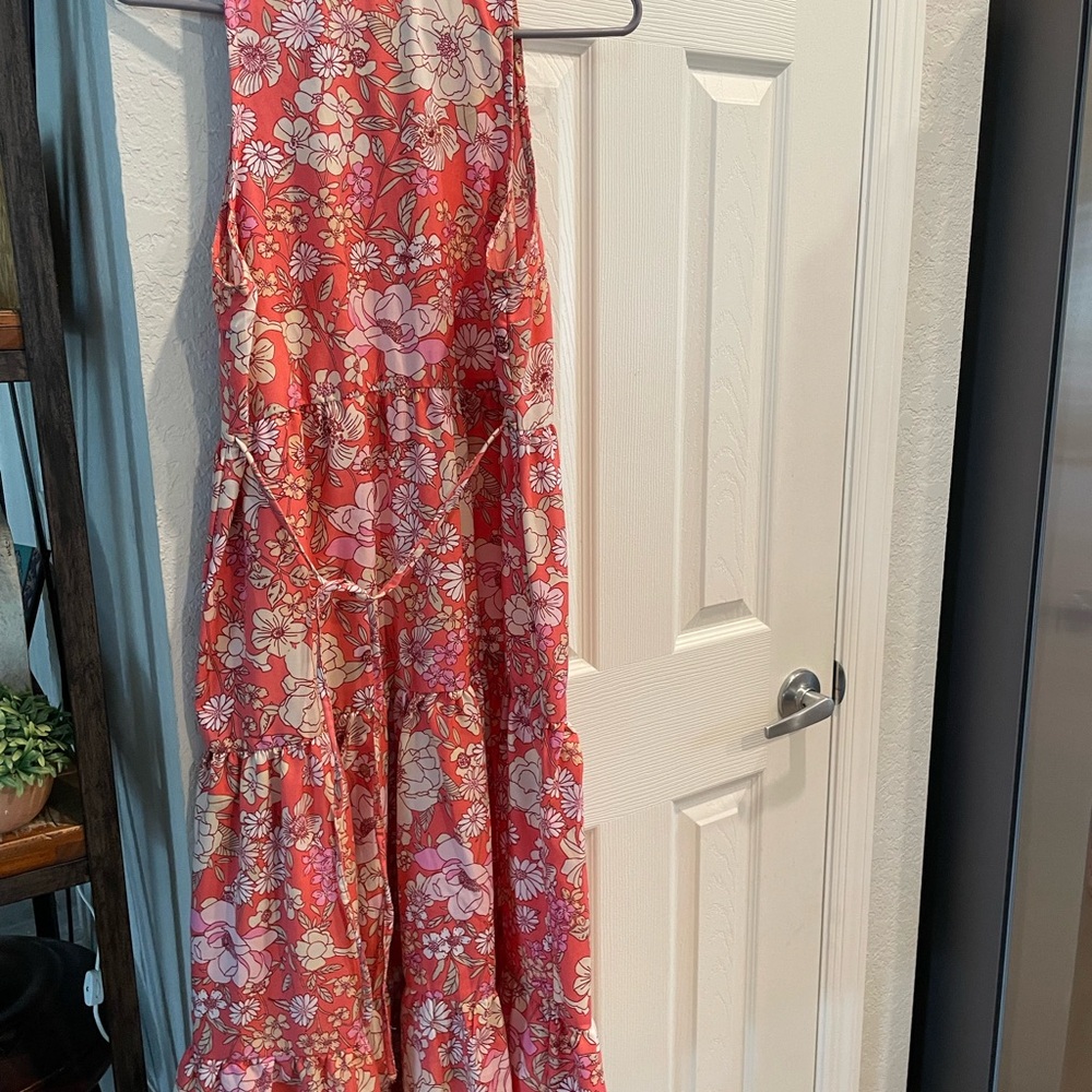 Band of Gypsies Pink Ivory floral boho button front sleeveless fit & Flare dress - Picture 8 of 8